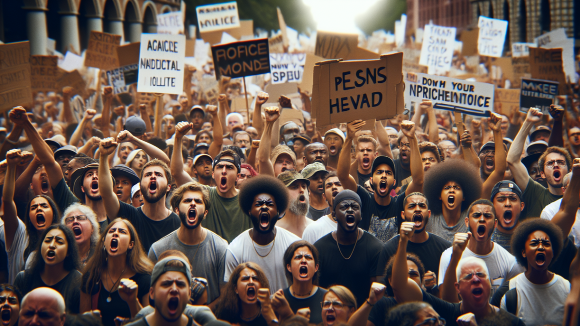 #alt_text: Protesters hold signs and chant against ICE violence in a large, region-wide demonstration.