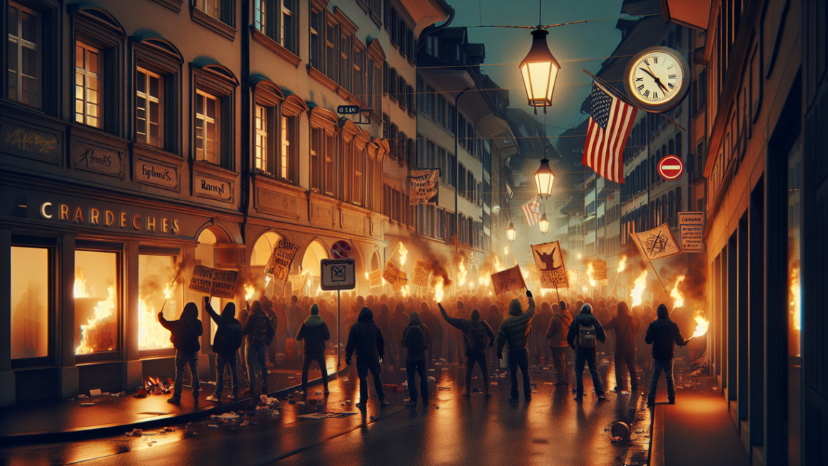 alt_text: Protesters in Switzerland rally ahead of Davos, drawing significant U.S. media attention.