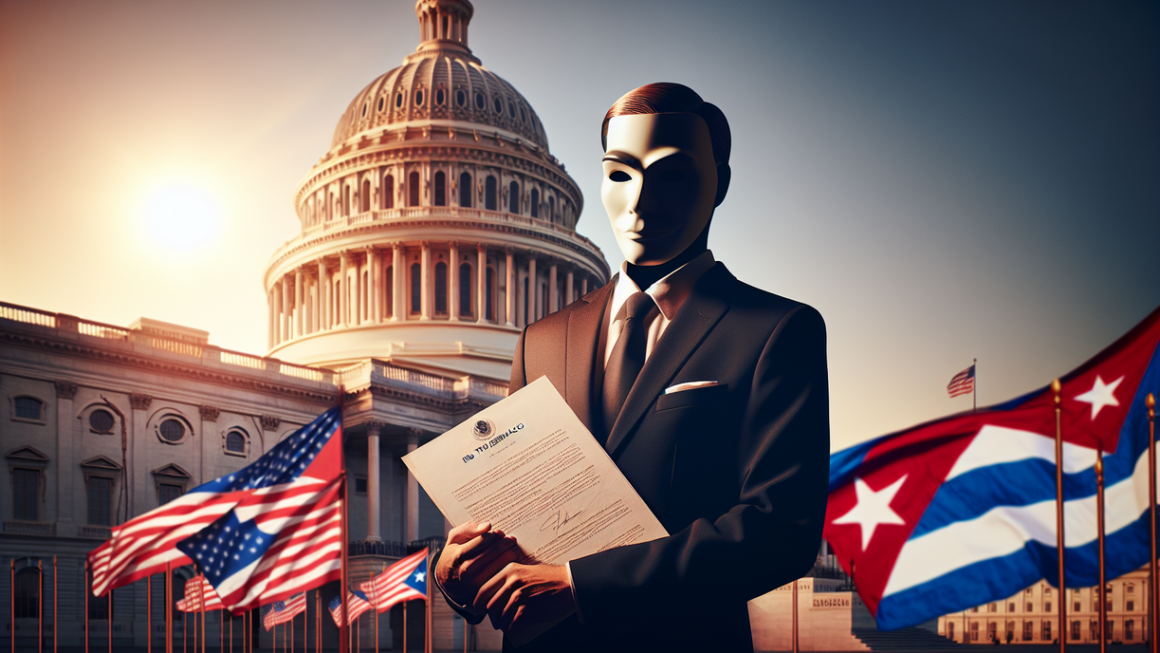alt_text: "Conceptual graphic: Cuba and U.S. flags with embargo symbols and a question mark."