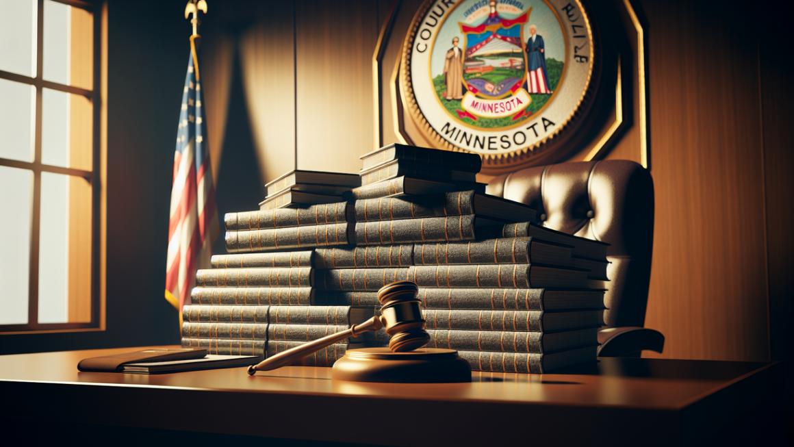 alt_text: "Courtroom scene with judges debating a complex legal case involving a significant law."