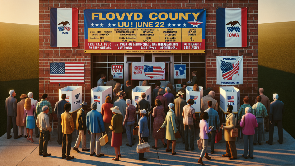 alt_text: People reading their ballots inside a voting booth in Floyd County.